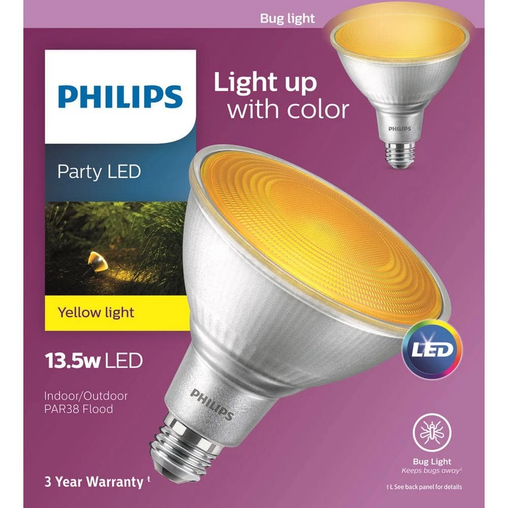 90-Watt Equivalent PAR38 LED Flood Yellow by Philips - Image 4